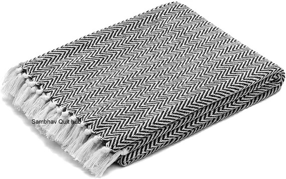 Black Throw Blanket  Vintage Boho Room Decor Soft Cotton Cozy | Etsy | Etsy (US)