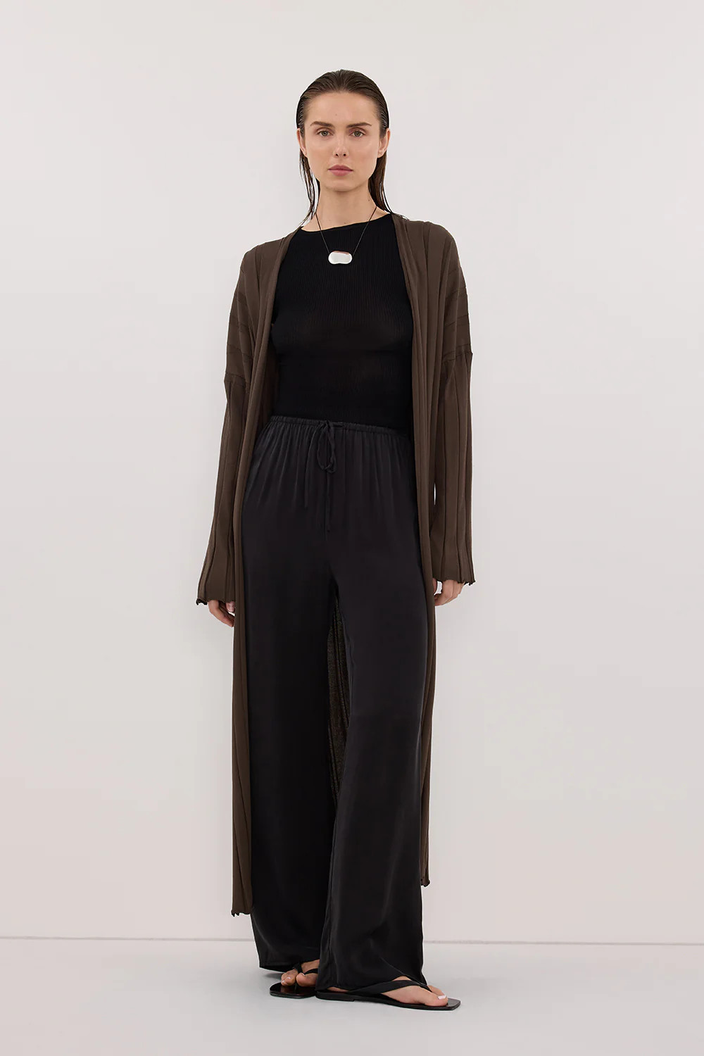 EVE DARK OLIVE KNIT MIDI CARDIGAN | DISSH