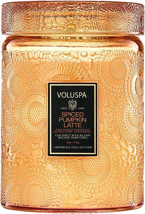 Voluspa Spiced Pumpkin Latte, Large Candle Jar, 18 oz, 100 Hour Burn Time, All Natural Wicks and ... | Amazon (US)