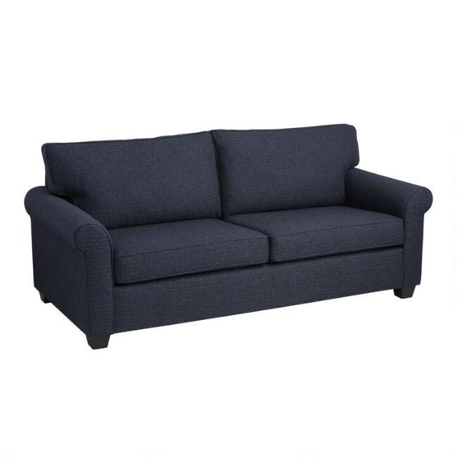 Navy Blue Tweed Oliver Roll Arm Sofa | World Market