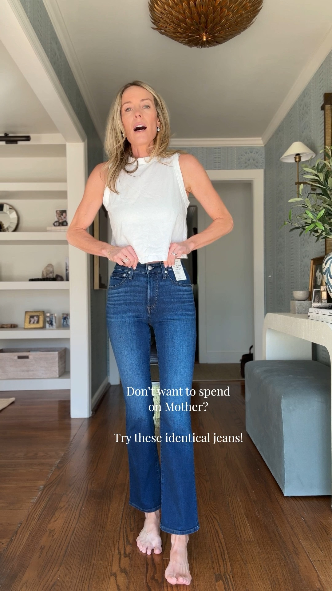 Stretchy / flattering / available in petite and tall…. Such a good mother alternative! I sized down one and went to a tall. So in a 25 tall! 