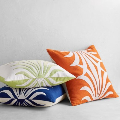 Acanthus Linen Reversible Velvet Applique Pillow Cover | Williams-Sonoma