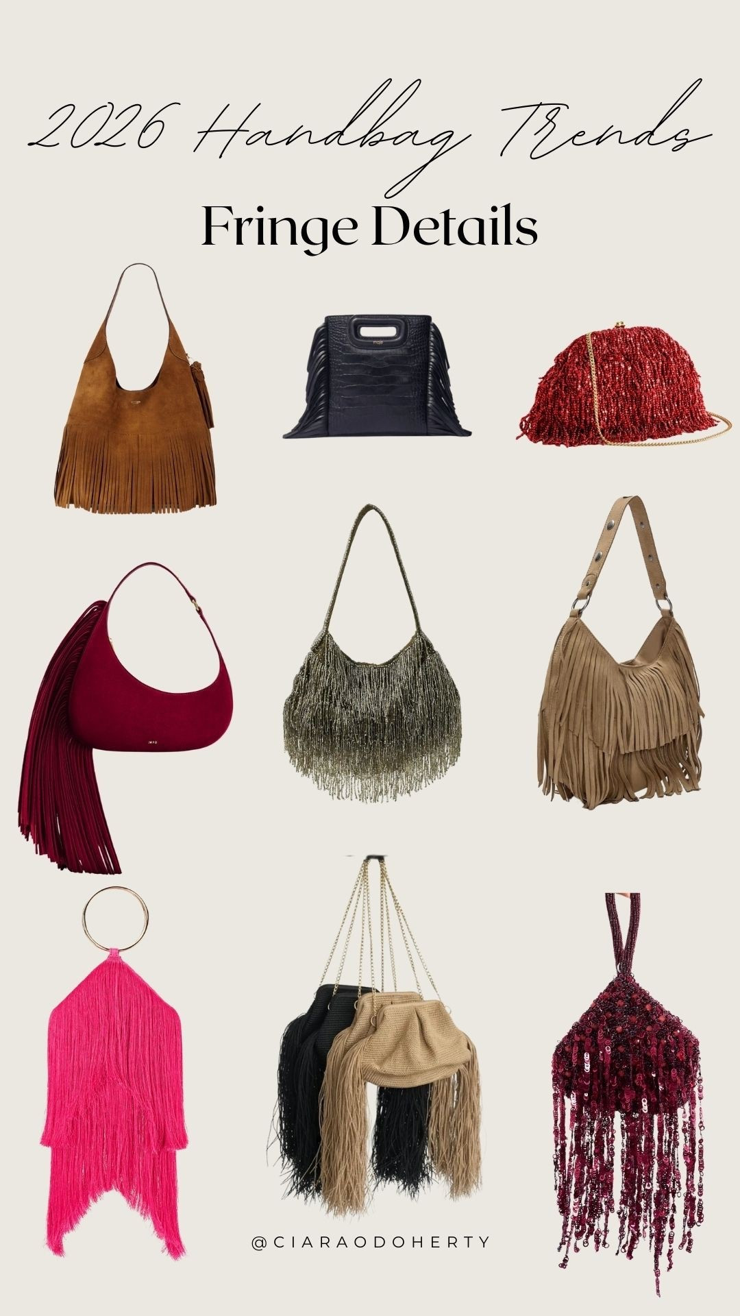 2026 Handbag Trends: Fringe Details

ASOS, demellier, coach, Etsy, topshop, revolve, fringed bags

#LTKireland #LTKeurope #LTKwinter