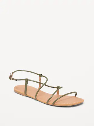 Faux-Leather Asymmetric Strappy Sandals for Women | Old Navy (US)