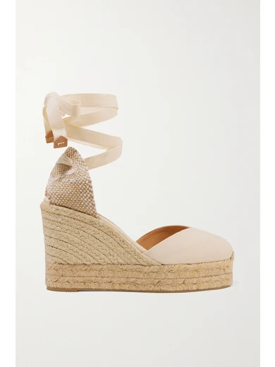 Castañer - Chiara 80 Canvas Wedge Espadrilles - Ivory | NET-A-PORTER (US)
