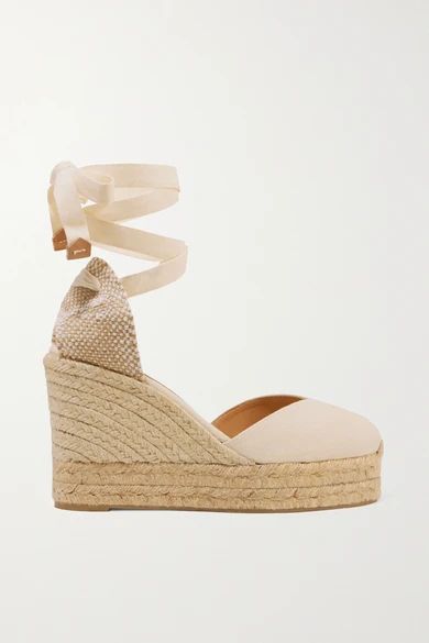 Castañer - Chiara 80 Canvas Wedge Espadrilles - Ivory | NET-A-PORTER (US)