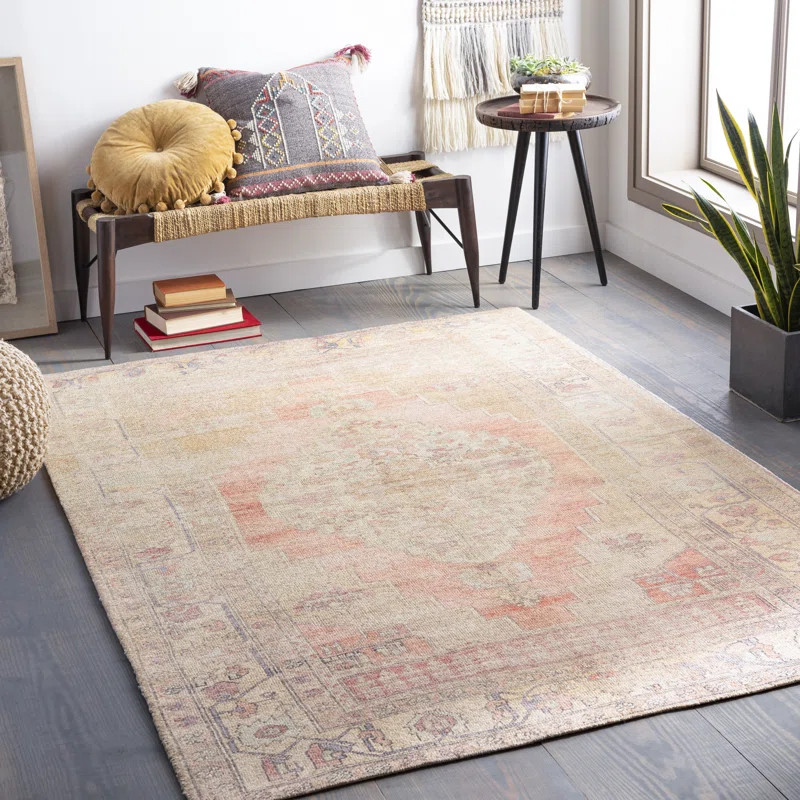 Houston Handmade Performance Beige/Dusty Coral Rug | Wayfair North America