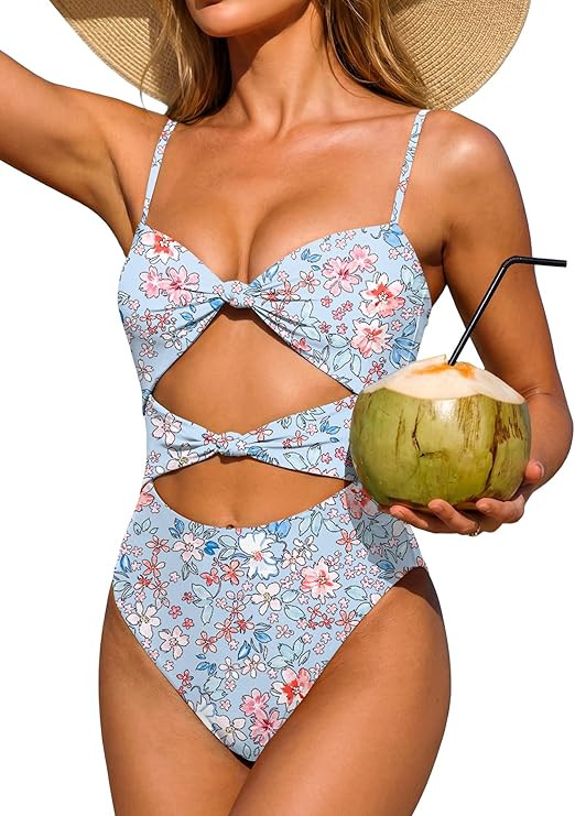 ANRABESS Women One Piece Swimsuits Tummy Control Bathing Suit Twist Cutout Adjustable Straps Swim... | Amazon (US)