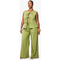 Womens Plus Tie Front Sleeveless Top And Paperbag Trouser Co-Ord - Green - 14 | boohoo (US & Canada)