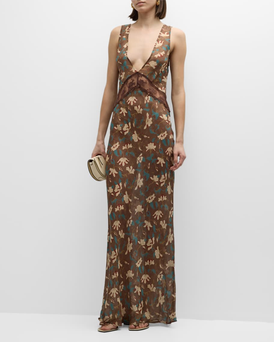 SIR Avellino Lace Silk Maxi Dress | Neiman Marcus