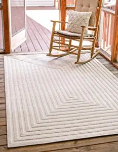 Unique Loom Sabrina Soto Outdoor Collection Geometric, Modern, Vibrant, Carved Area Rug, 5 ft x 8... | Amazon (US)