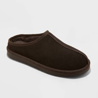 Men's Cruz Genuine Suede Clog Slippers - Goodfellow & Co™ Dark Brown 10: Slip-On Indoor/Outdoor... | Target