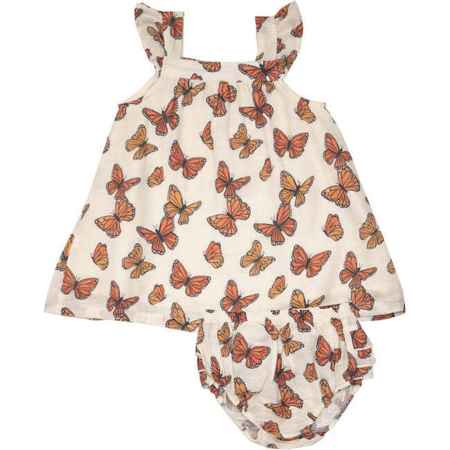 Angel Dear | Monarch Butterflies Dress & Diaper Cover | Organic Cotton (Multicolor, Size 18-24M) | M | Maisonette