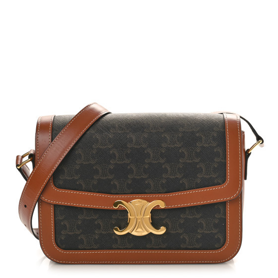 Triomphe Canvas Calfskin Medium Triomphe Bag Tan | FASHIONPHILE (US)