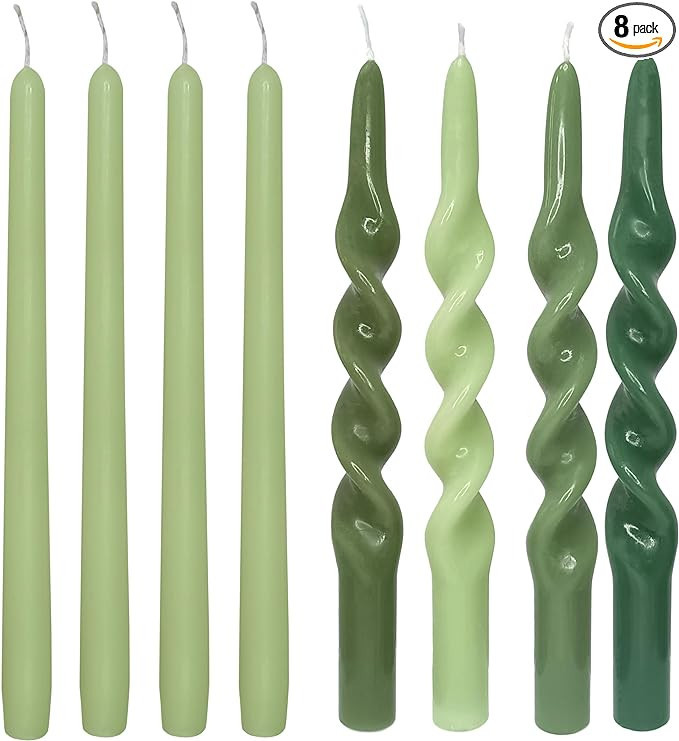 8 PCS Green Christmas Taper Candles 10'' Colored Candle Sticks Green Candles | Home Decor Kitchen... | Amazon (US)