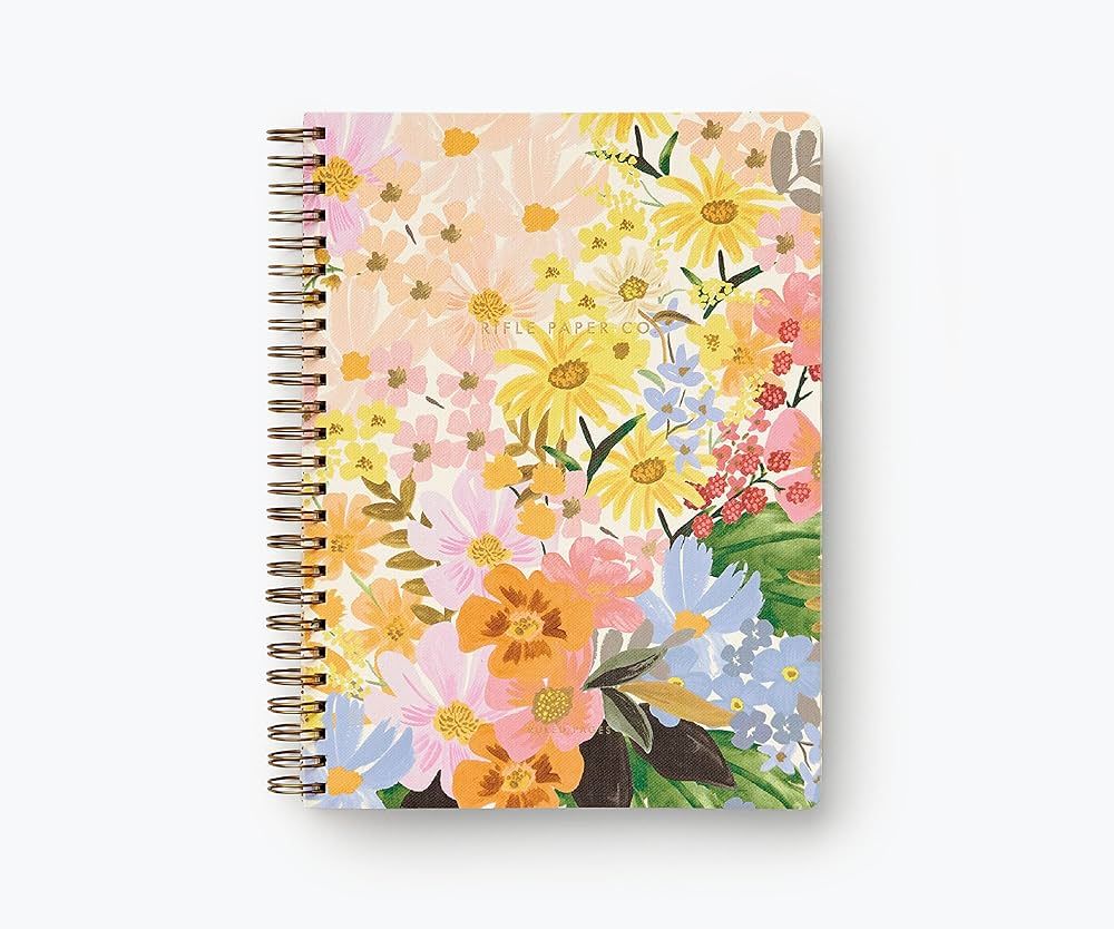 RIFLE PAPER CO. Marguerite Spiral-Bound Notebook, 150 Pages, Inner Storage Pocket Folders, Full C... | Amazon (US)