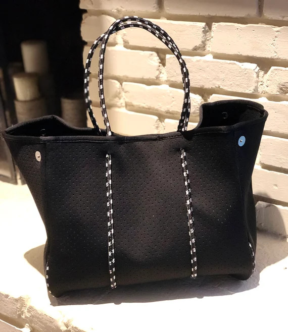 Matte Black Neoprene Tote - Etsy | Etsy (US)
