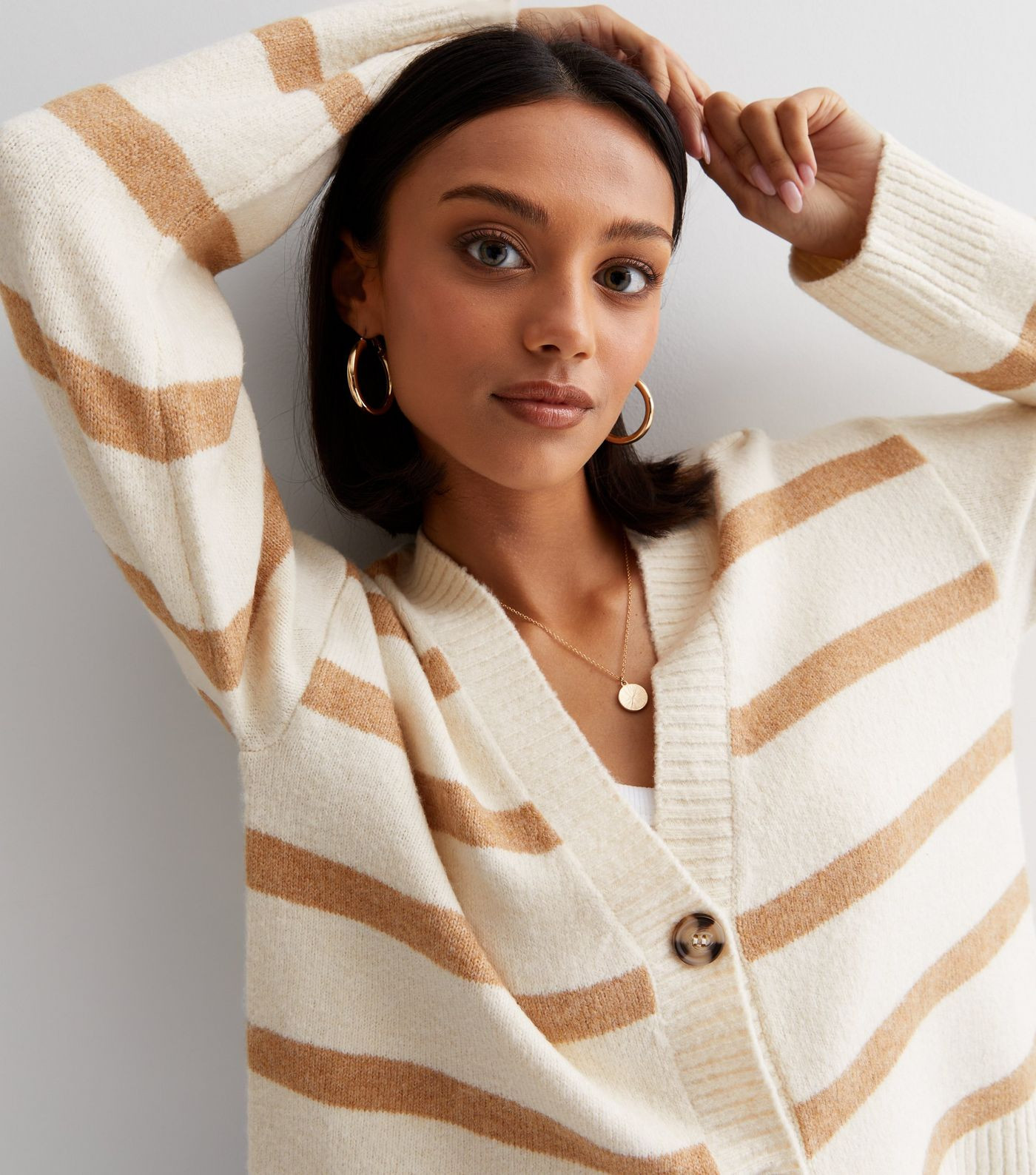 Brown Stripe Button Cardigan | New Look | New Look (UK)