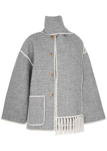 Scarf-effect wool-blend jacket | Harvey Nichols (Global)