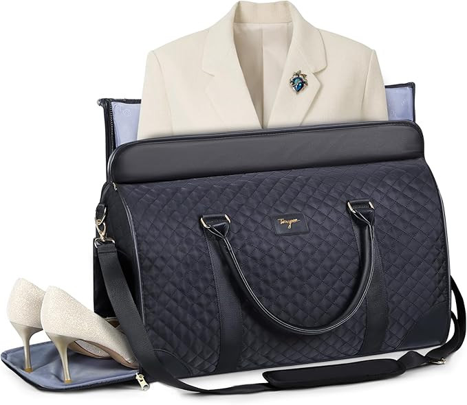 Convertible Carry On Garment Bag for Women, Large Waterproof PU Leather Duffel Bag with Shoe Pouc... | Amazon (US)