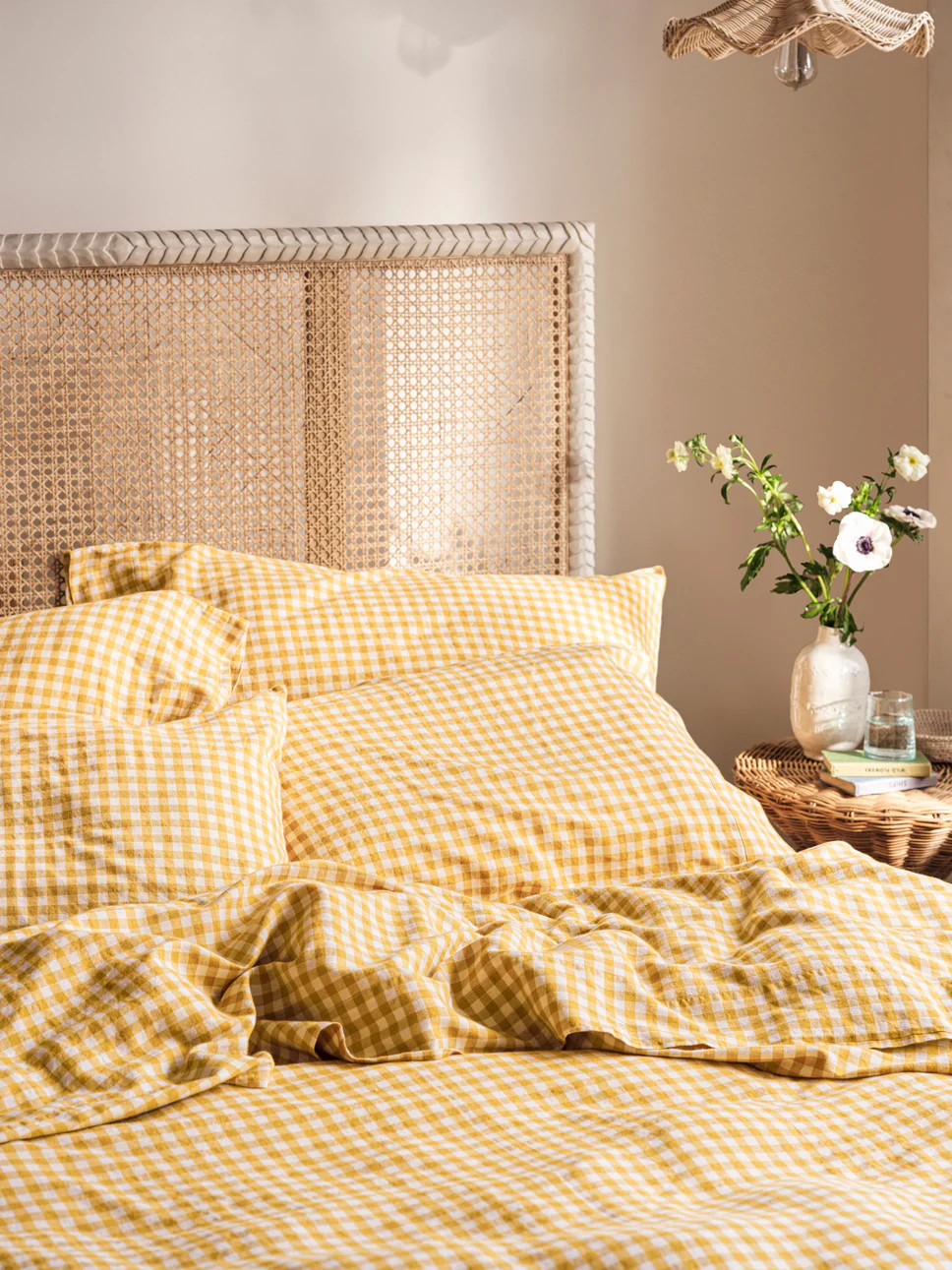 Honey Gingham Linen Blend Pillowcase (Pair) | Piglet