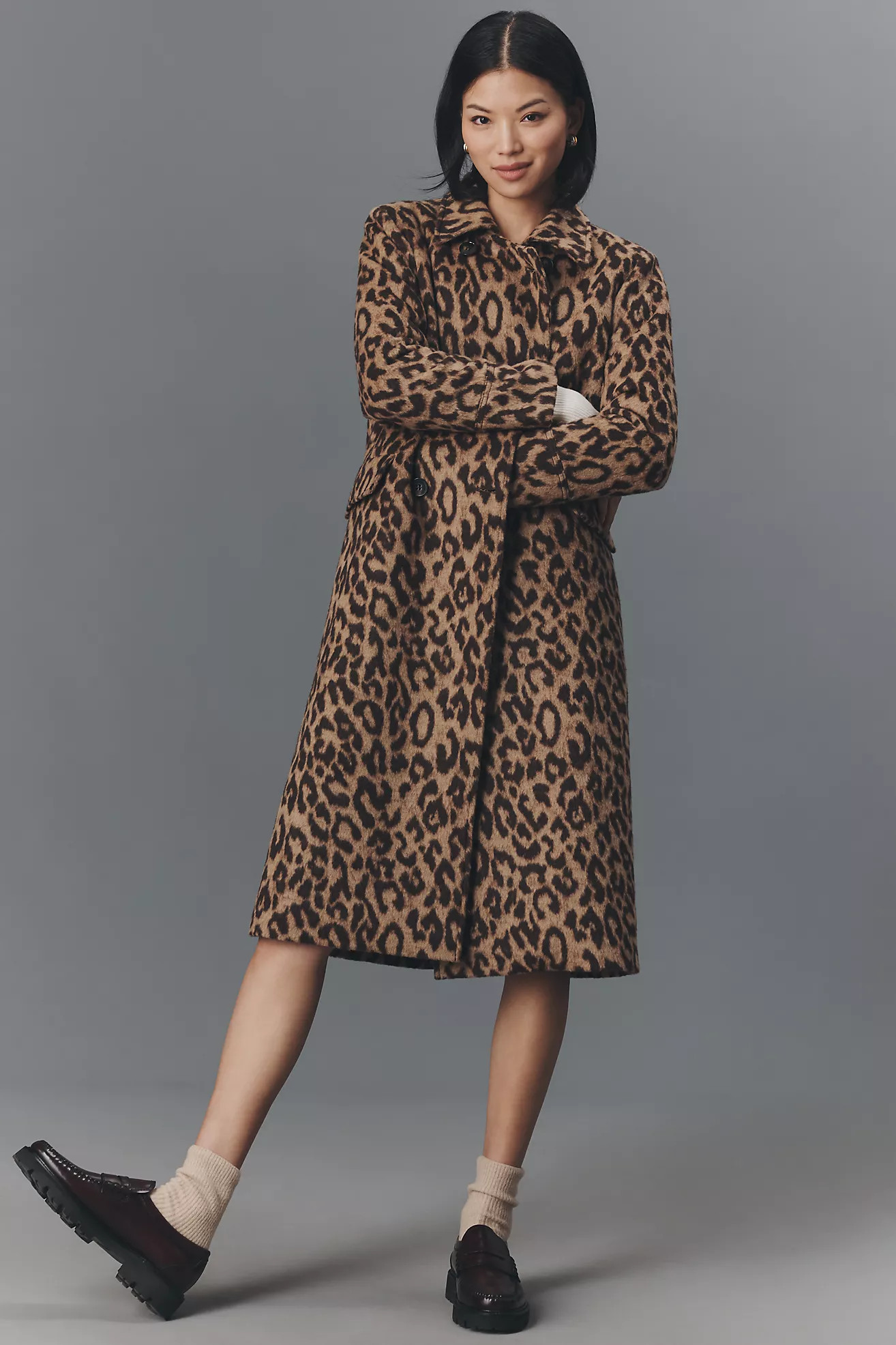 Baum und Pferdgarten Dixie Long Wool Blend Leopard Coat | Anthropologie (US)