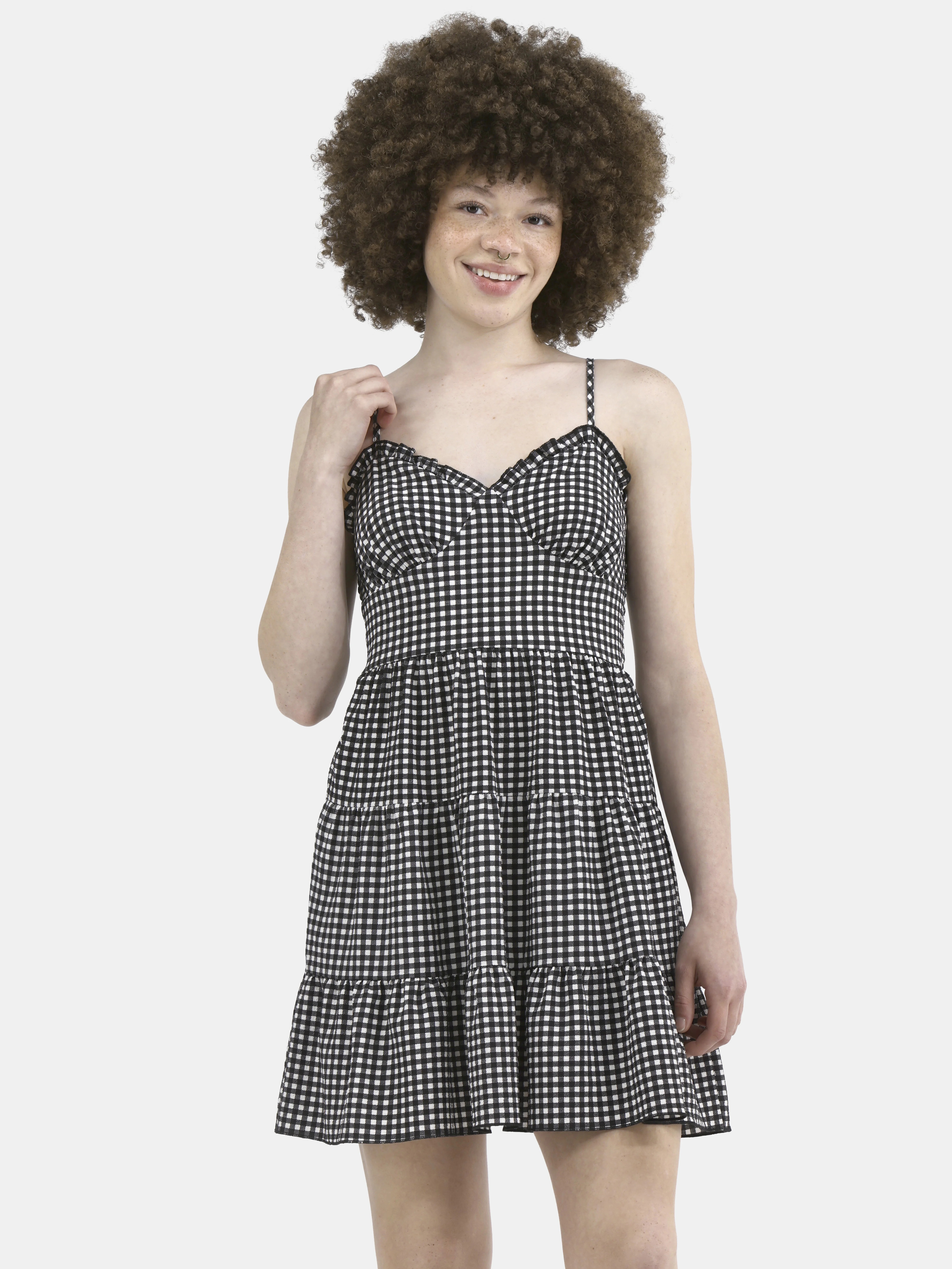 No Boundaries Tiered Bustier Mini Dress, Women's | Walmart (US)