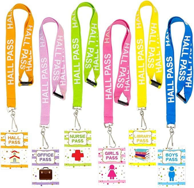 Hall Pass Lanyards and School Passes Set of 6 for School Supplies Teachers’ Helper Classroom Gi... | Amazon (US)