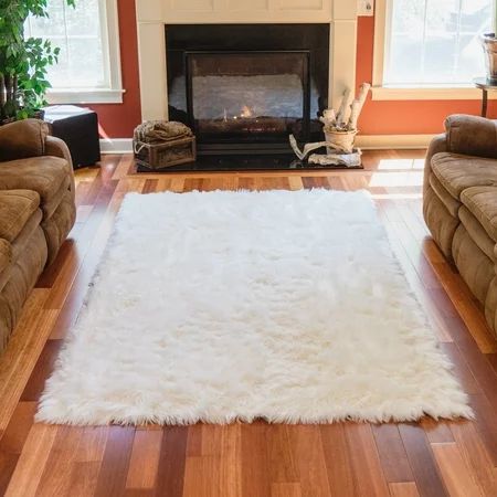 Faux Fur Rug Luxuriously Soft and Eco Friendly (5' X 8' Rectangle White) | Walmart (US)