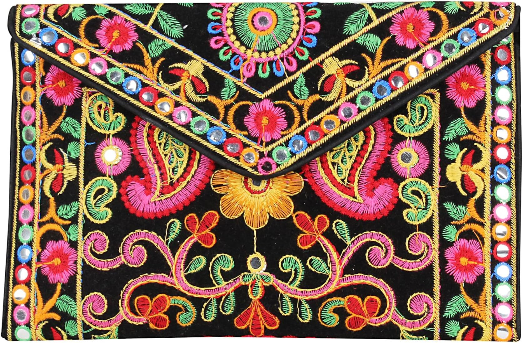 12 X 8 Women Evening Party Clutch Indian Embroidered Patches Work Shoulder and Cross body Strap Magn | Amazon (US)