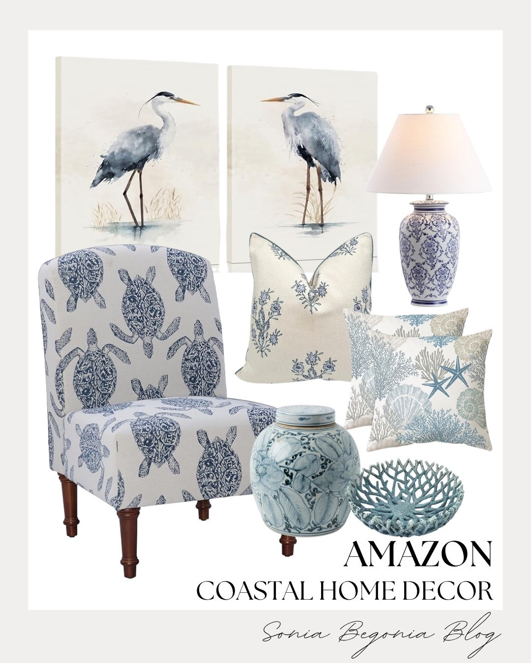 Bring serene seaside vibes home! 🌊

Amazon coastal decor finds featuring a sea turtle accent chair, blue & white ginger jar table lamp, heron wall art, and seashell pillows. 💙

#AmazonHome #CoastalDecor #LTKhome #HomeInspo #CoastalLiving #LTKshopper

#LTKHome
