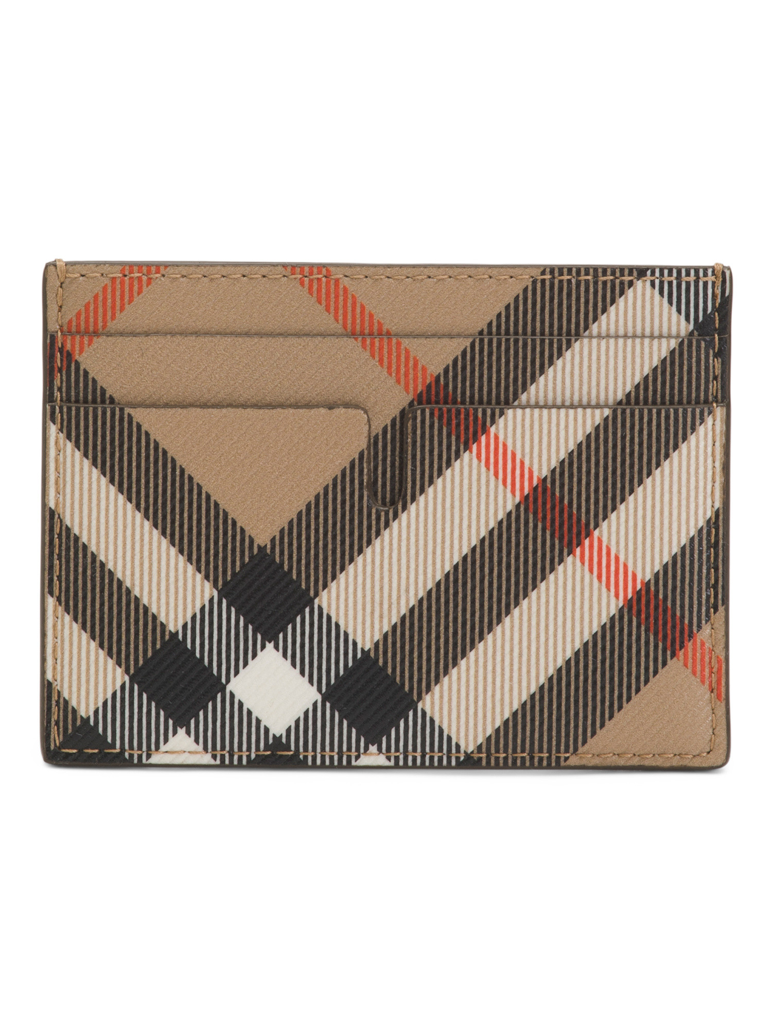 Made In Italy Leather House Check Fabric Card Case | TJ Maxx