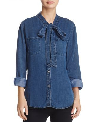 Rosalee Tie-Neck Chambray Shirt | Bloomingdale's (US)