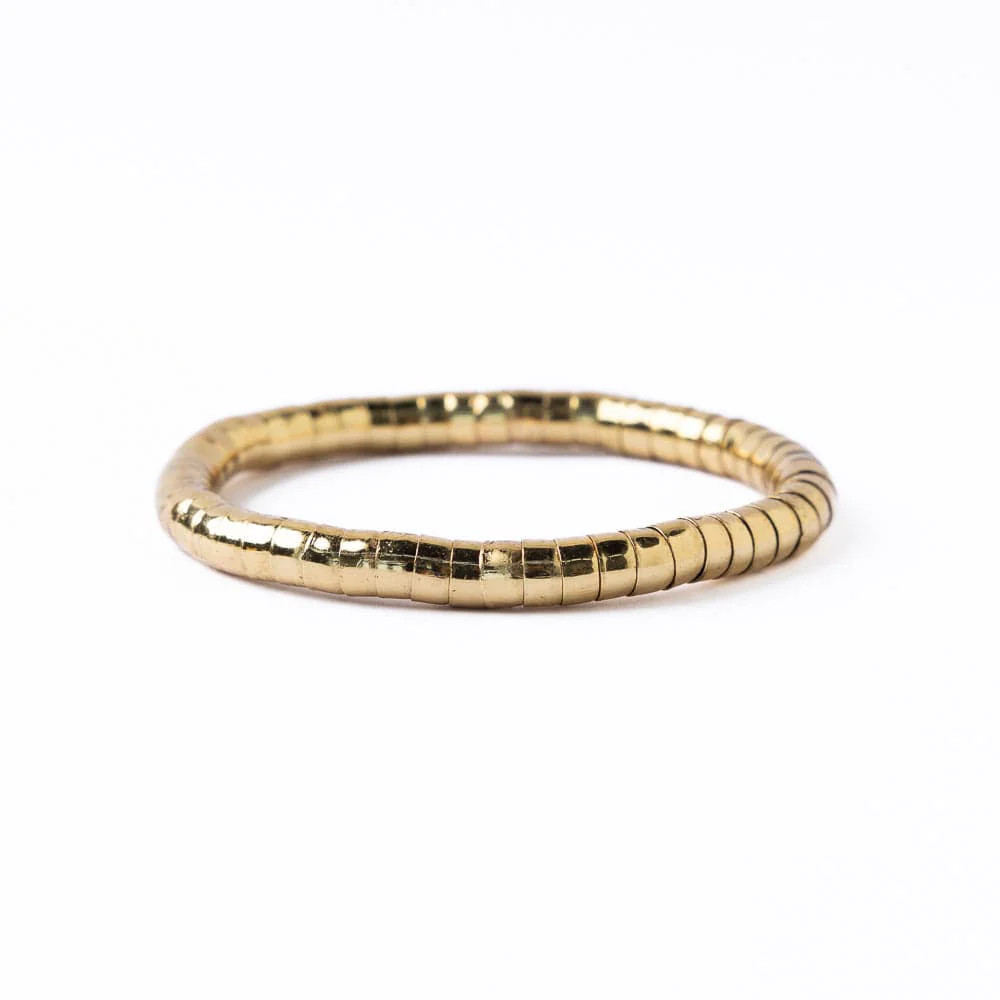 Lucille Round Bead Stretch Bracelet Brass | INK+ALLOY