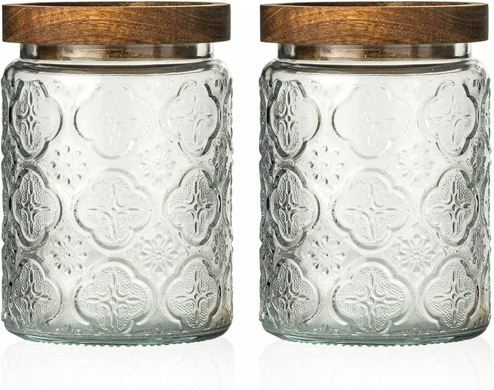 Snminetal Vintage Glass Kitchen Storage Counter Jar, Kitchen and Pantry Glass Storage, with Airti... | Amazon (US)