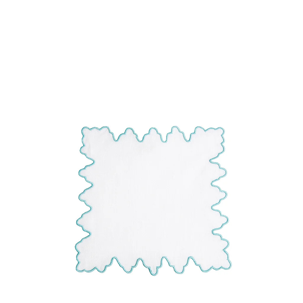 Notched Linen Coaster, Blue | Blue Print