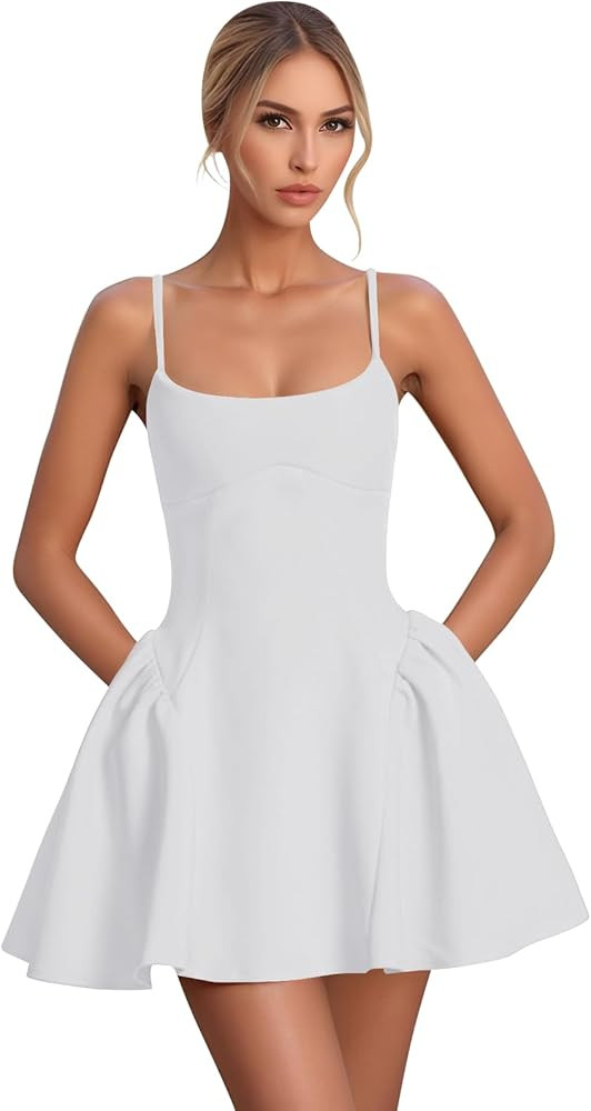 Satin Short Prom Dresses 2026 Spaghetti Straps A Line Mini Homecoming Dress for Teens with Pocket... | Amazon (US)