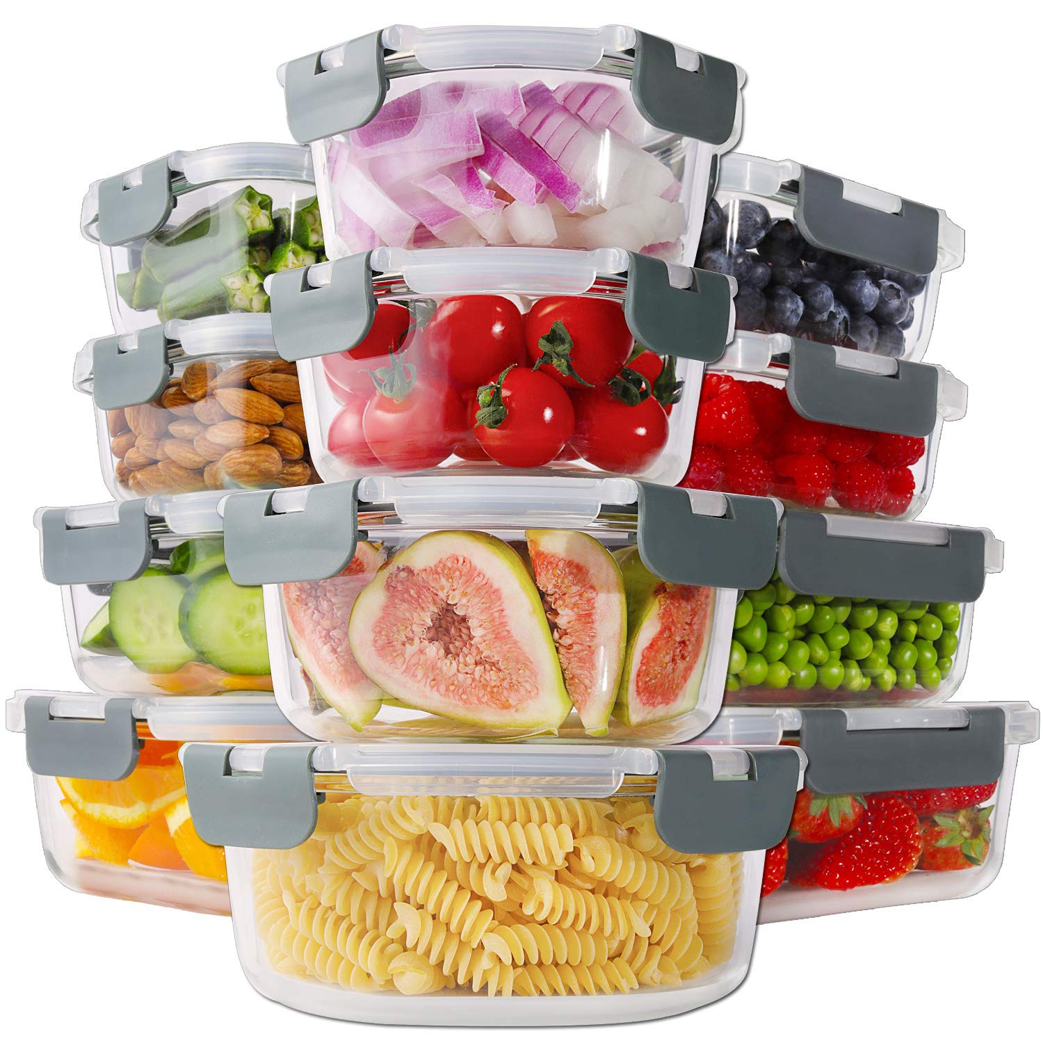 HOMBERKING 24pc Borosilicate Glass Food Storage Containers with Lids, Glass Meal Prep Containers ... | Amazon (US)