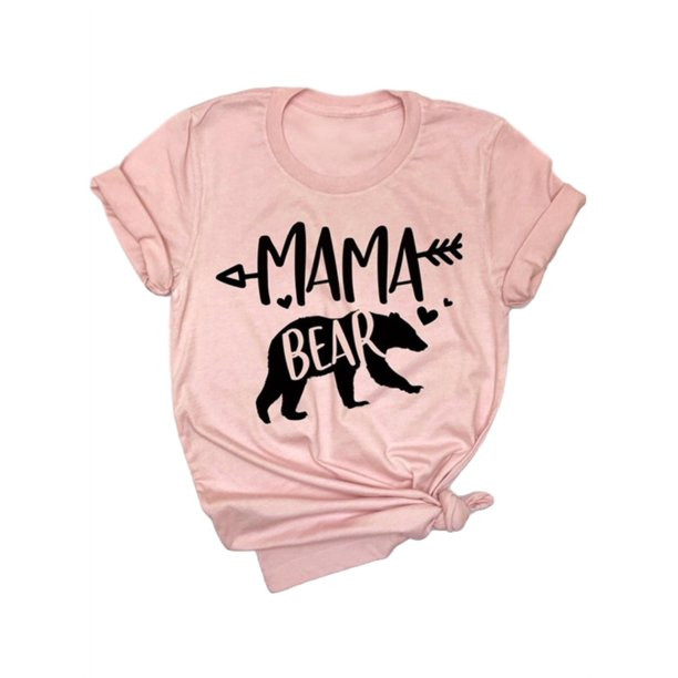 Women's Fashion Round Neck Letter Printing" Mama Bear Shirt " Short Sleeve Shirts - Walmart.com | Walmart (US)