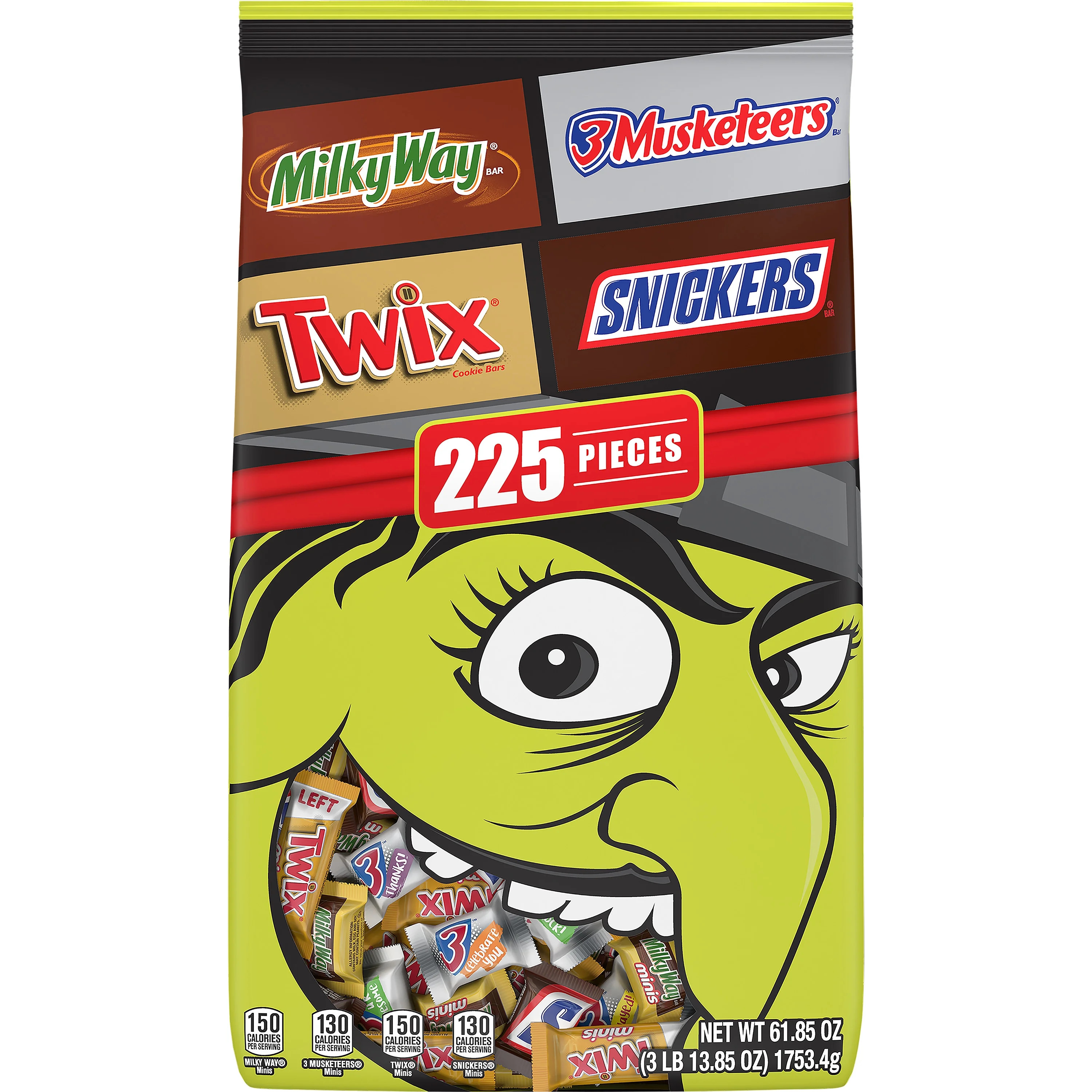 Snickers & More Assorted Chocolate Bulk Halloween Candy-61.85oz/225 Ct | Walmart (US)