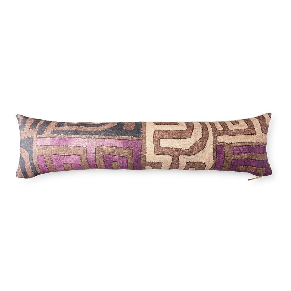 Plum Patchwork Kuba Cloth - Lumbar Pillow | St. Frank (US)