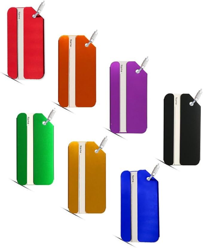 Aluminum Luggage Tags, Luggage Tag Holders for Travel Luggage Baggage Identifier by Ovener (7Pack... | Amazon (US)