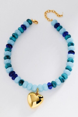 Beaded Chunky Stone Heart Necklace | Anthropologie (US)