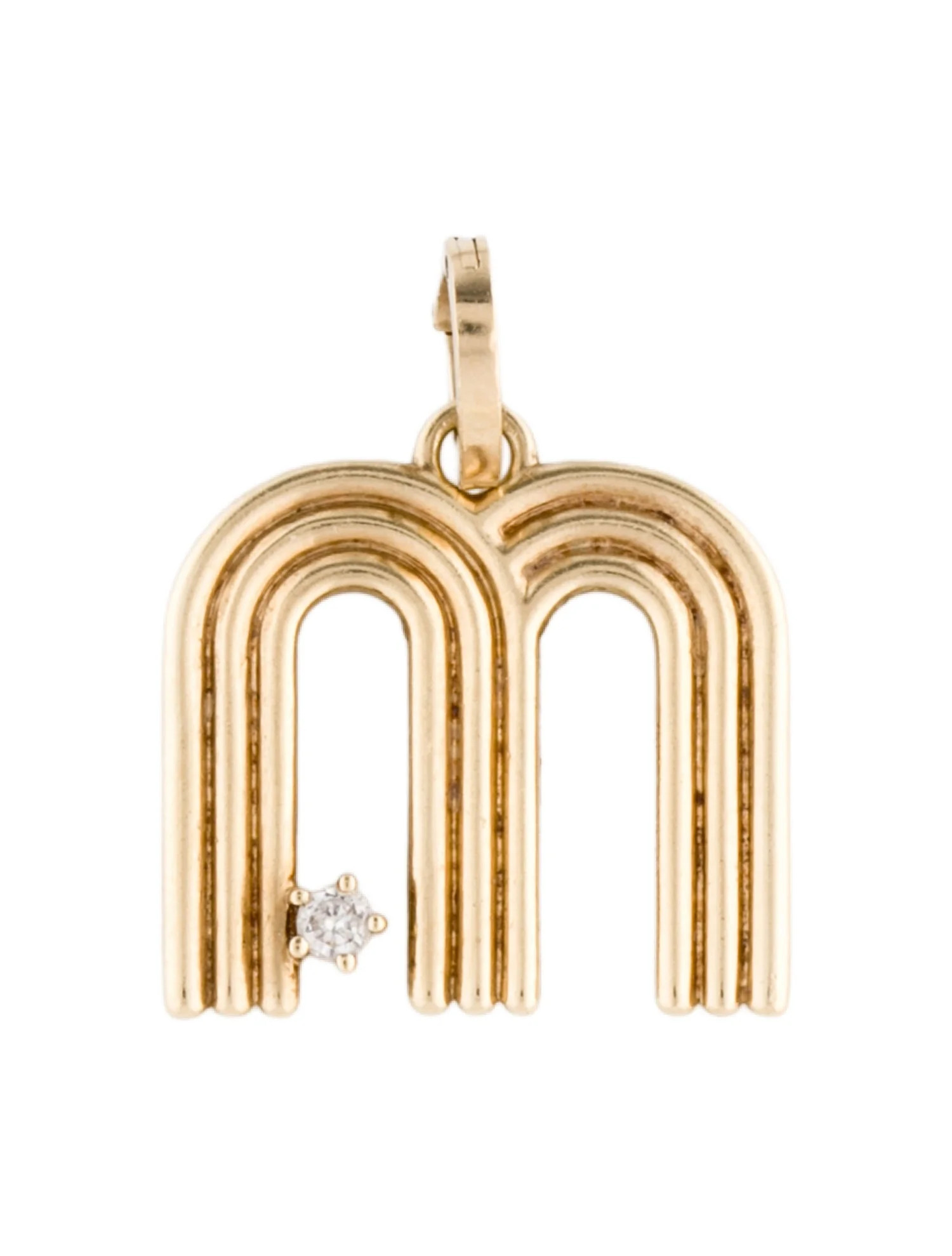 Adina Reyter 14K Diamond Groovy Initial ''M" Pendant - W7X23503 | The RealReal | The RealReal