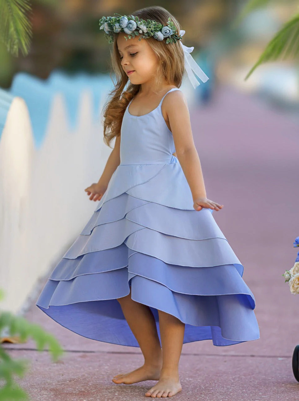 Pretty Petal Hues of Blues Tiered Dress | Mia Belle Girls