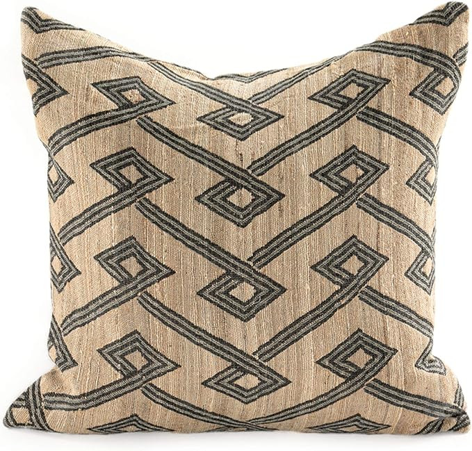 Contemporary Home Living 20" Black, Gray, and Beige Linen and Silk Cushion Pillow Gobi | Amazon (US)