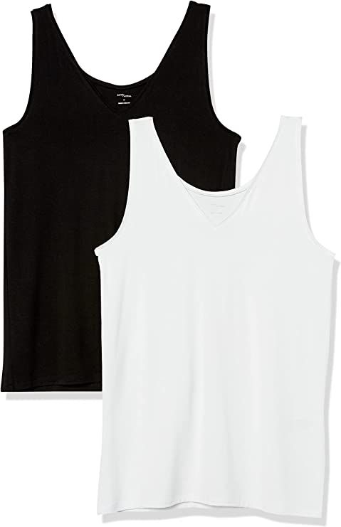 Daily Ritual Women's Jersey Standard-Fit V-Neck Scoopback Tank Top | Amazon (US)