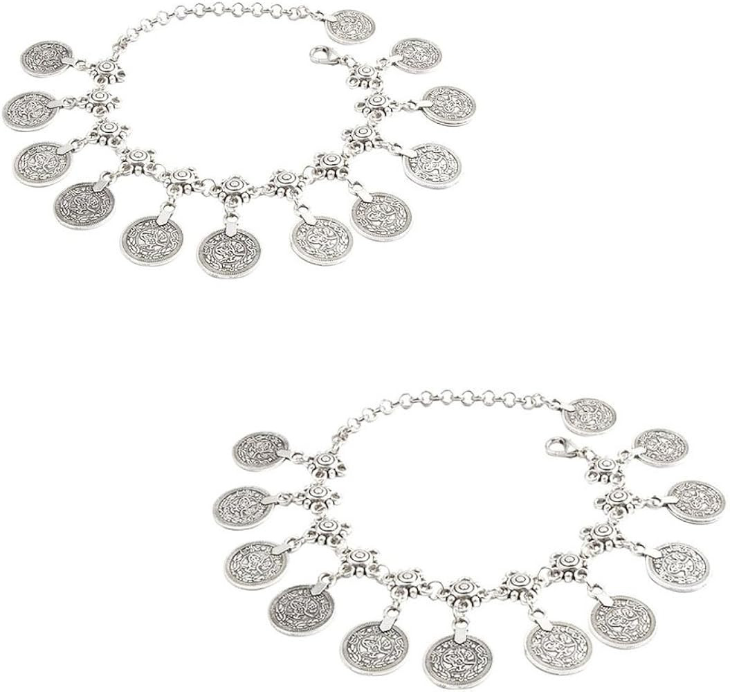 yueton Pack of 2 Vintage Bohemian Gypsy Coin Tassel Beach Anklet Chain Tribal Ethnic Retro Coin B... | Amazon (US)