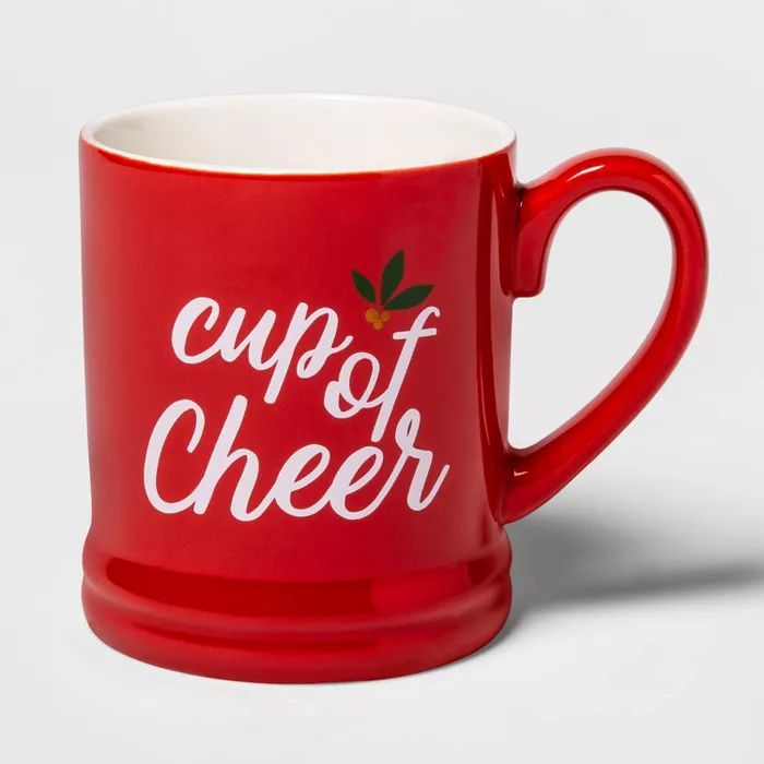 16oz Stoneware Cup of Cheer Mug Red - Threshold™ | Target