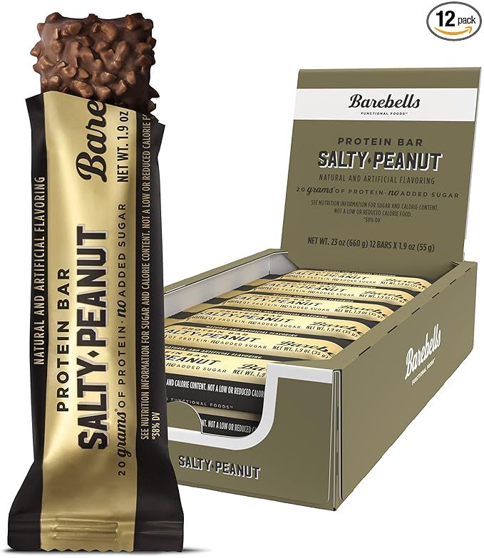 Barebells Salty Peanut Protein Bars, 12 Count - 20g Protein, 1g Sugar Snack Bars | Amazon (US)